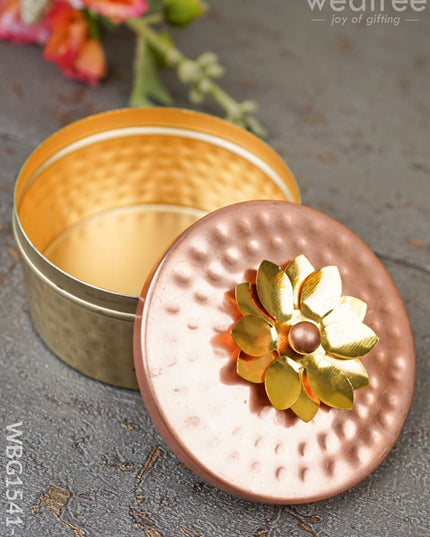 Copper Dry Fruit Box With Floral Lid - Wbg1541 Rg