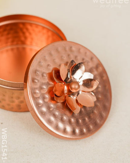 Copper Dry Fruit Box With Floral Lid - Wbg1541-1 Rg