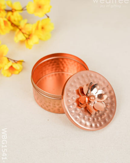 Copper Dry Fruit Box With Floral Lid - Wbg1541-1 Rg