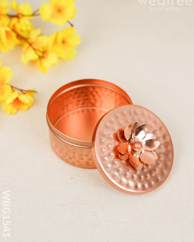 Copper Dry Fruit Box With Floral Lid - Wbg1541-1 Rg