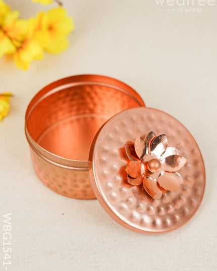 Copper Dry Fruit Box With Floral Lid - Wbg1541-1 Rg