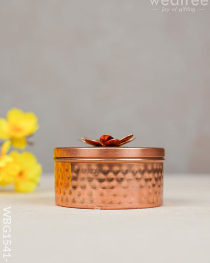 Copper Dry Fruit Box With Floral Lid - Wbg1541-1 Rg