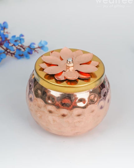Copper Dry Fruit Container With Gold Finished Lid - Wbg1449 Box Rg