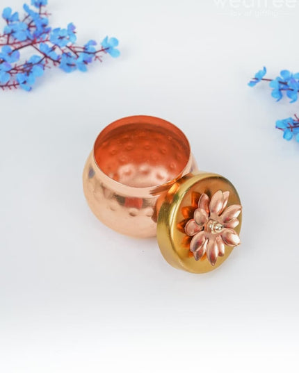 Copper Dry Fruit Container With Gold Finished Lid - Wbg1449 Box Rg