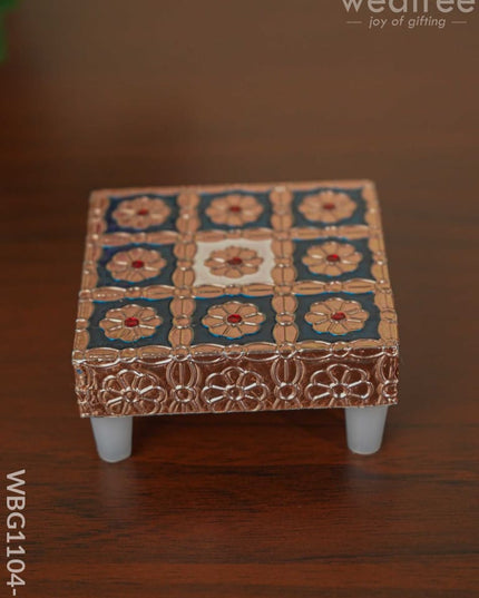 Meenakari Copper Finished Manai - Wbg1104 3X3 Inch Pooja Utilities