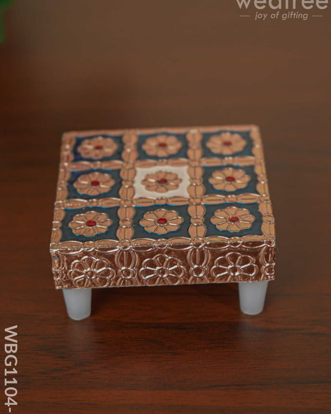 Meenakari Copper Finished Manai - Wbg1104 3X3 Inch Pooja Utilities