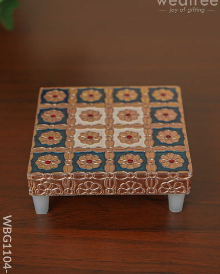 Meenakari Copper Finished Manai - Wbg1104 4X4 Inch Pooja Utilities