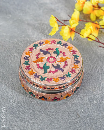 Copper Finished Meenakari Poori Box - Wl3601 Wl3601 - 2 Boxes