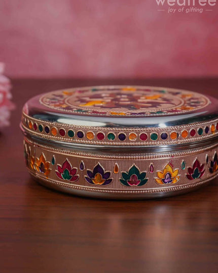 Copper Finished Meenakari Poori Box - Wl3601 Utensils