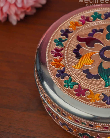 Copper Finished Meenakari Poori Box - Wl3601 Utensils
