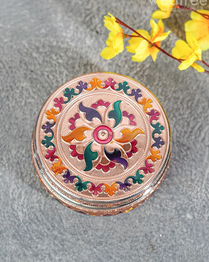 Copper Finished Meenakari Poori Box - Wl3601 Boxes