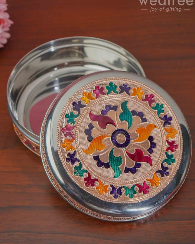 Copper Finished Meenakari Poori Box - Wl3601 Utensils