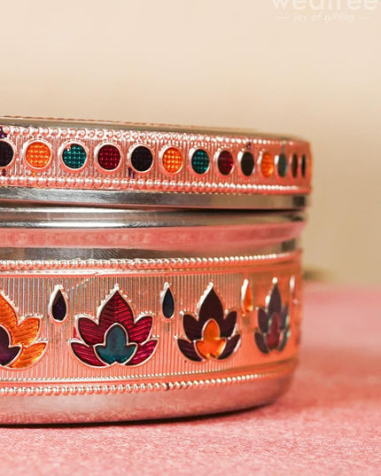 Copper Finished Meenakari Poori Box - WL3601 Utensils RG