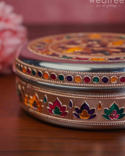 Copper Finished Meenakari Poori Box - Wl3601 Utensils
