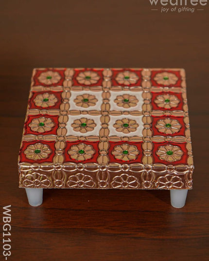 Meenakari Copper Finished Manai - Wbg1103 4X4 Inch Pooja Utilities