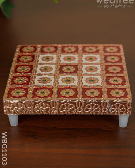 Meenakari Copper Finished Manai - Wbg1103 5X5 Inch Pooja Utilities