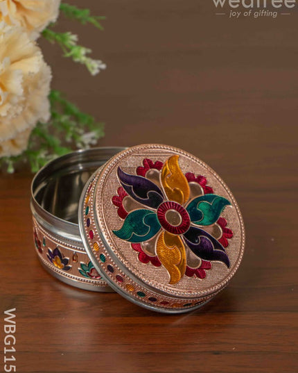 Copper Meenakari Poori Box - 4 Inch Wbg1153 Utensils