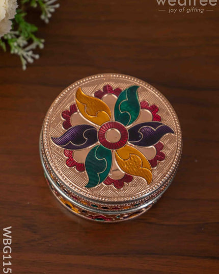 Copper Meenakari Poori Box - 4 Inch Wbg1153 Utensils
