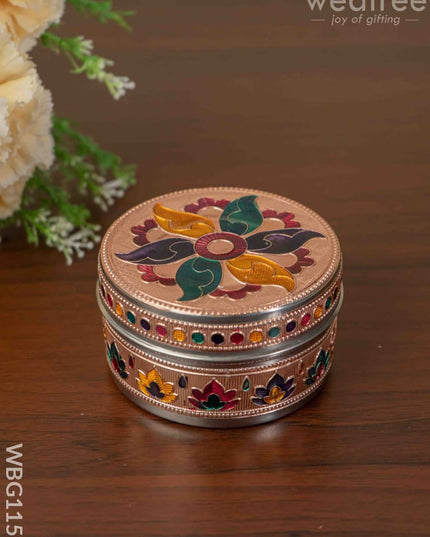 Copper Meenakari Poori Box - 4 Inch Wbg1153 Utensils