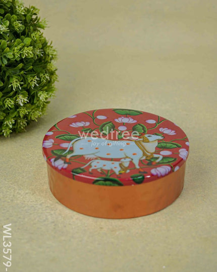 Copper Pichwai Poori Box - Wl3579-1 Utensils