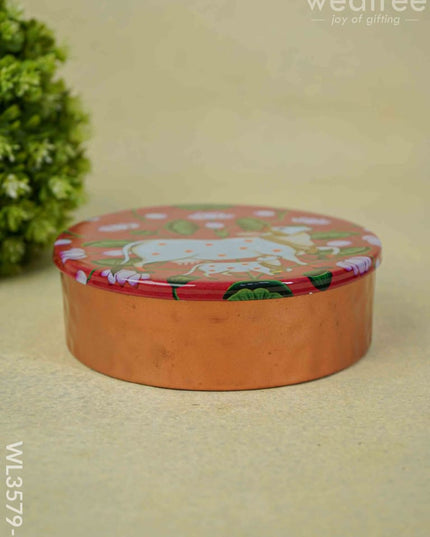 Copper Pichwai Poori Box - Wl3579-1 Utensils