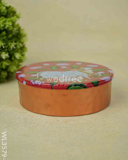 Copper Pichwai Poori Box - Wl3579-1 Utensils