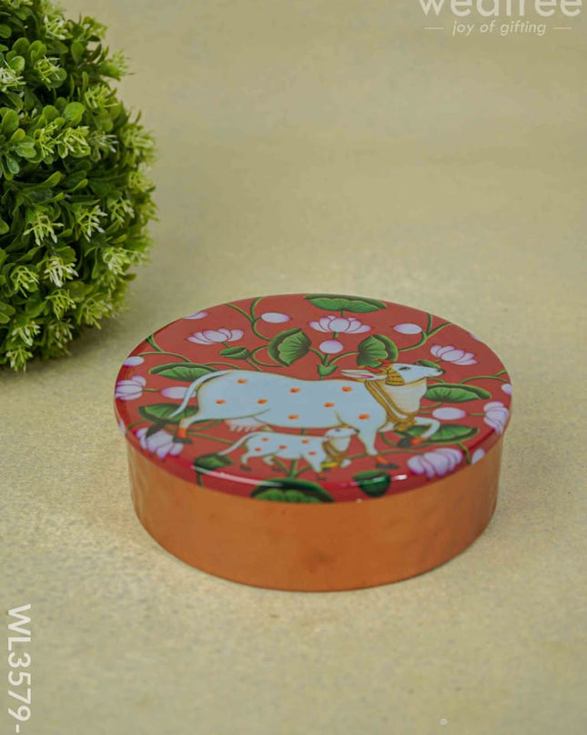 Copper Pichwai Poori Box - Wl3579-1 Utensils