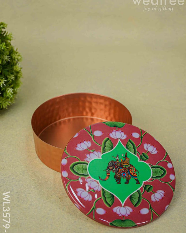 Copper Pichwai Poori Box - Wl3579-2 Utensils