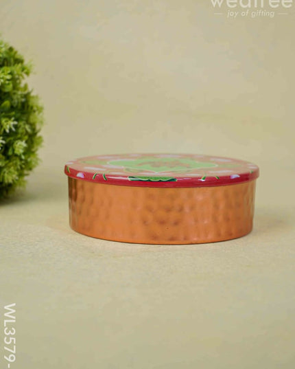 Copper Pichwai Poori Box - Wl3579-2 Utensils
