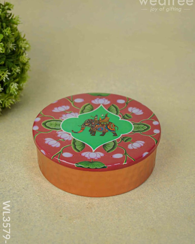 Copper Pichwai Poori Box - Wl3579-2 Utensils