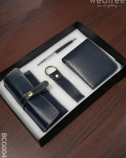 Corporate Gift - Bi Fold Lather Wallet Combo Blue Bcg0043 Office Utility
