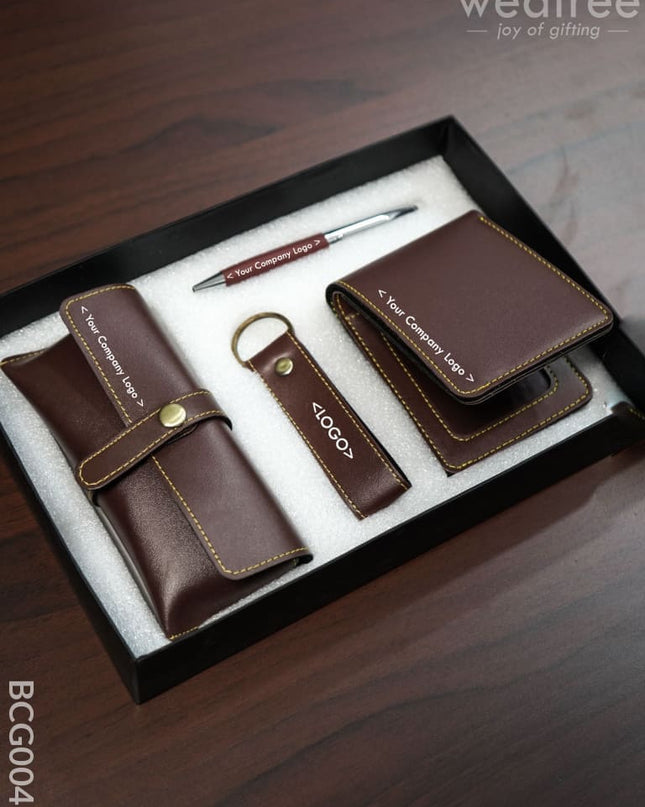 Corporate Gift - Bi Fold Lather Wallet Combo Brown Bcg0041 Office Utility