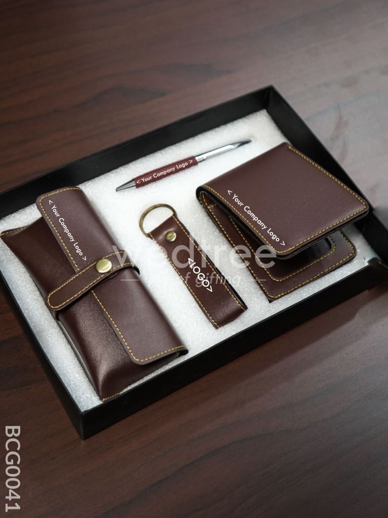 Corporate Gift - Bi Fold Lather Wallet Combo Brown Bcg0041 Office Utility
