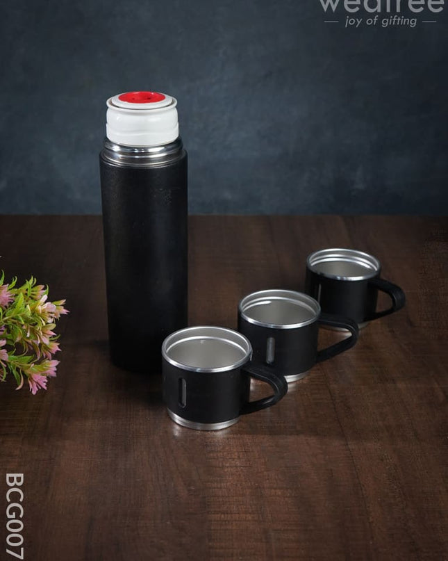 Corporate Gift - Black Vacuum Flask & 3 Cup Set Bcg0076 Office Utility