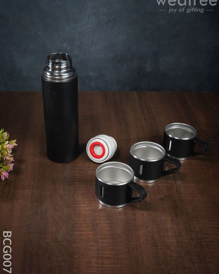 Corporate Gift - Black Vacuum Flask & 3 Cup Set Bcg0076 Office Utility