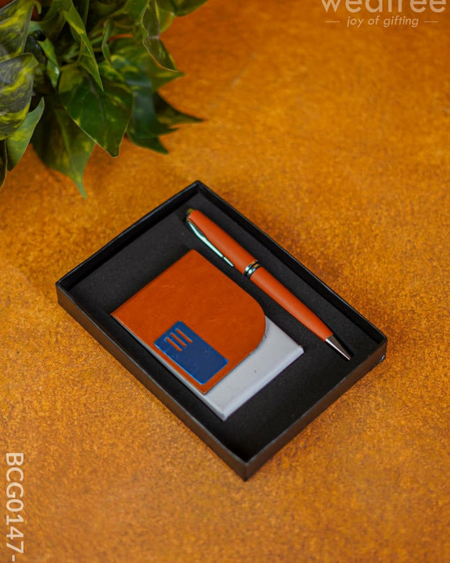 Corporate Gift - Card Holder With Pen (Brown) Bcg0147-1 Office Utility