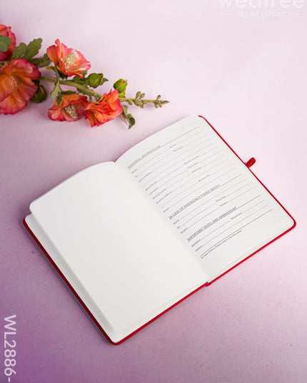 Corporate Gift - Flask & Diary with Pen Set - Red - WL2886-1 Diaries & Notepads