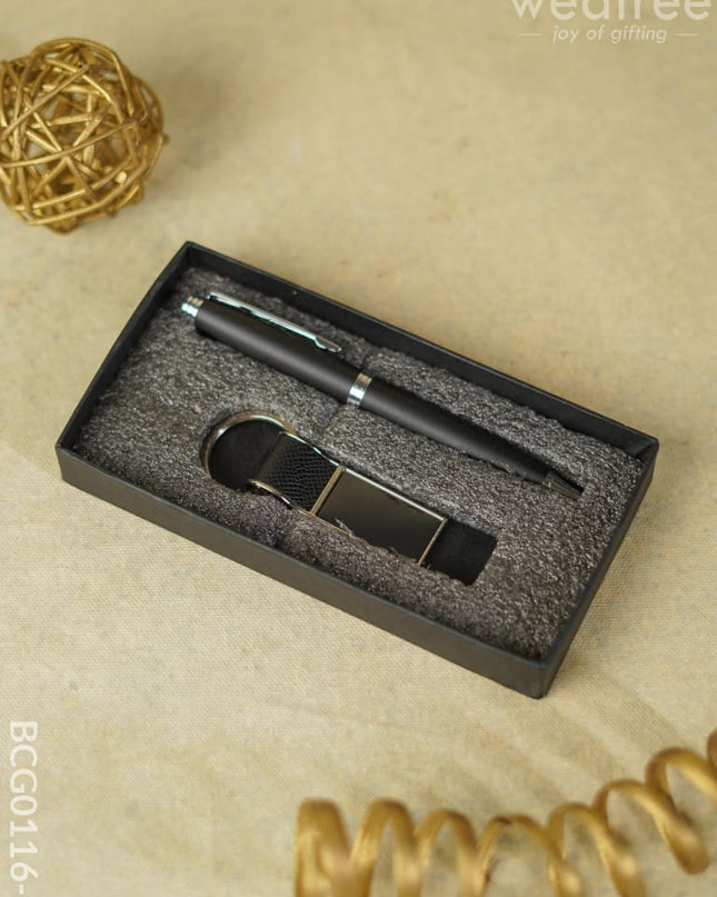 Corporate Gift - Pen & Keychain Set Black Bcg0116 Office Utility