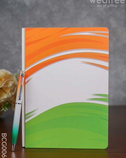 Corporate Gifts - Indian Flag Coloured Diary & Pen Bcg0060 Office Utility