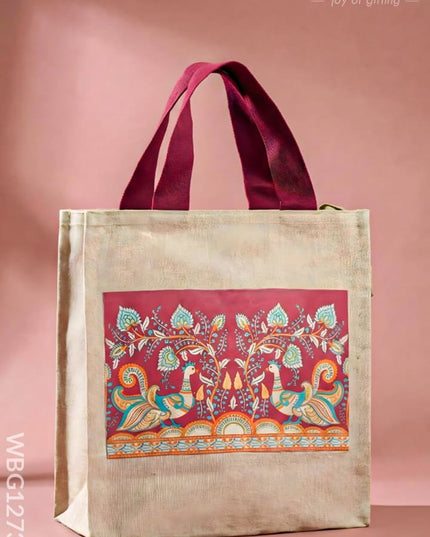 Cotton Cloth Bag for Thamboolam - WBG1273 - Peacock - Cloth Bags