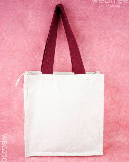 Cotton Elephant Print Cloth Bag - 12x12 inch - WBG2101 - Cloth Bags