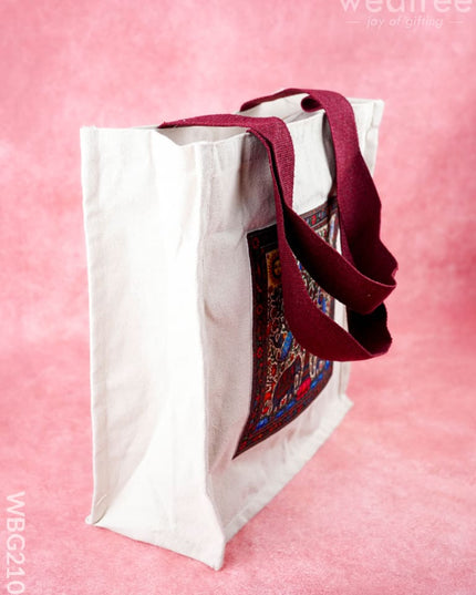 Cotton Elephant Print Cloth Bag - 12x12 inch - WBG2101 - Cloth Bags
