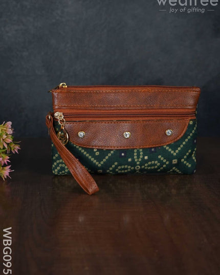 Cotton Fabric Purse With Stone Work - Wbg0952 Clutches & Purses