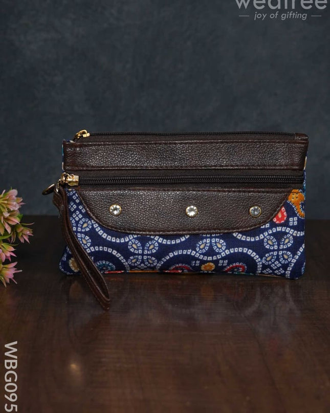 Cotton Fabric Purse With Stone Work - Wbg0952 Clutches & Purses