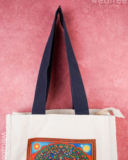Cotton Kalpavriksha Tree with Cow Print Cloth Bag - 12x12 inch - WBG2062 - Cloth Bags