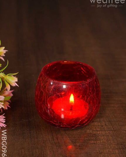 Cracked Glass Candle Holder - Wbg0965 Candles