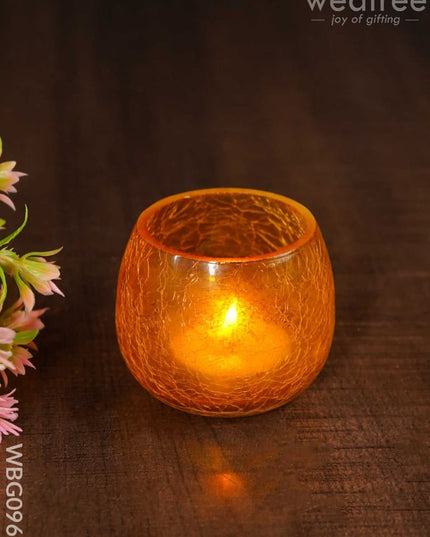 Cracked Glass Candle Holder - Wbg0965 Candles