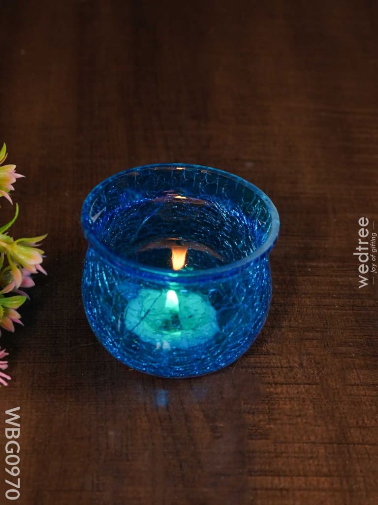 Cracked Glass Pot Shaped Candle Holder - Wbg0970 Candles