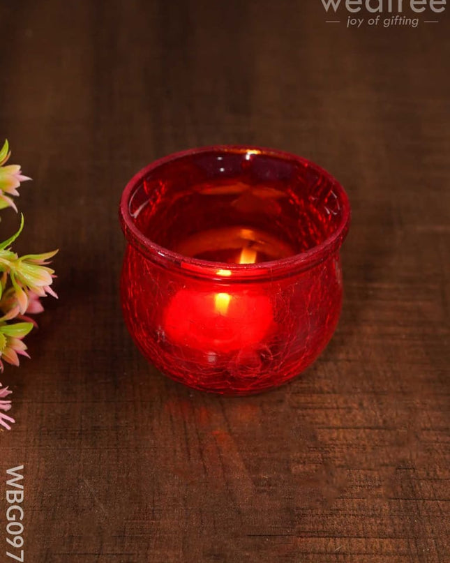 Cracked Glass Pot Shaped Candle Holder - Wbg0970 Candles