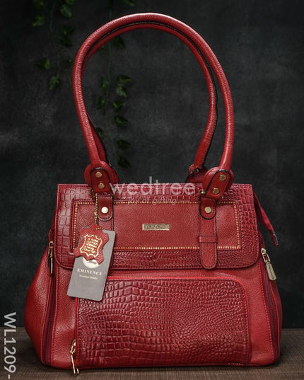 Croc-Texture Leather Handbag - Wl1209 Red Handbags